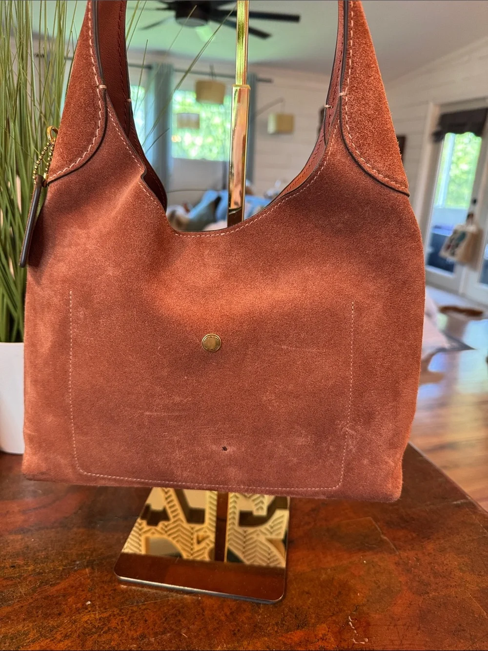 Coach Suede Shoulder Bag in Rust
